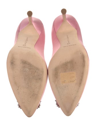 Manolo Blahnik Satin Crystal Embellishments Pumps
