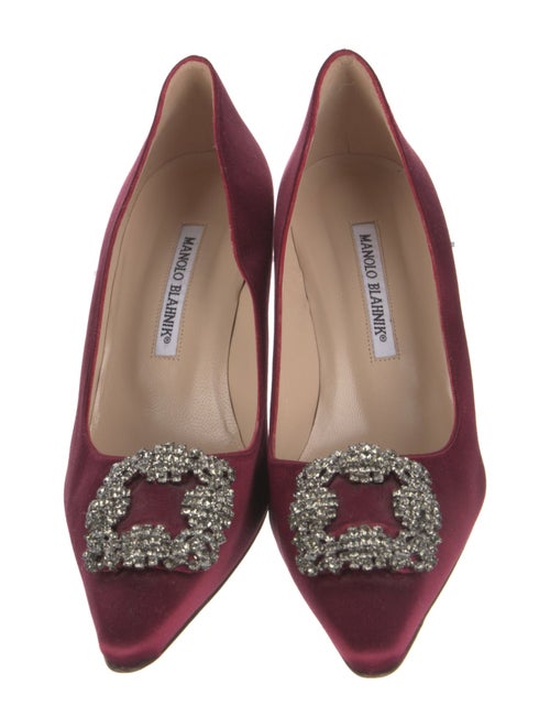 Manolo Blahnik Satin Crystal Embellishments Pumps