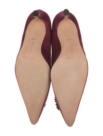 Manolo Blahnik Satin Crystal Embellishments Pumps