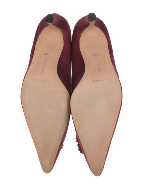 Manolo Blahnik Satin Crystal Embellishments Pumps