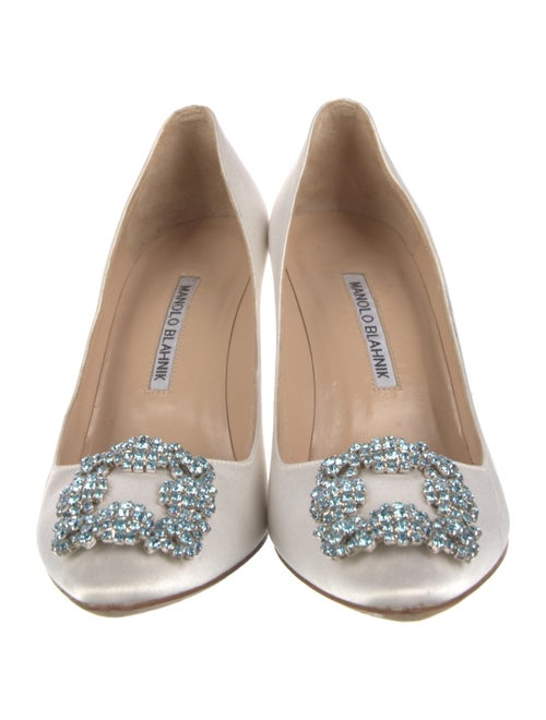 Manolo Blahnik Satin Crystal Embellishments Pumps