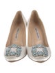 Manolo Blahnik Satin Crystal Embellishments Pumps