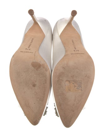Manolo Blahnik Satin Crystal Embellishments Pumps