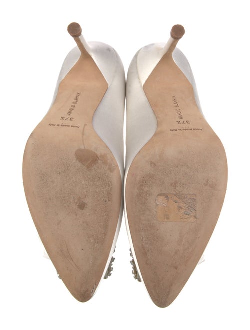 Manolo Blahnik Satin Crystal Embellishments Pumps