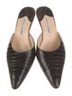 Manolo Blahnik Embossed Leather Animal Print Mules