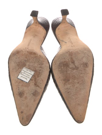 Manolo Blahnik Embossed Leather Animal Print Mules