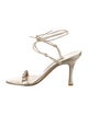 Manolo Blahnik Leather Crystal Embellishments Sandals