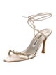 Manolo Blahnik Leather Crystal Embellishments Sandals