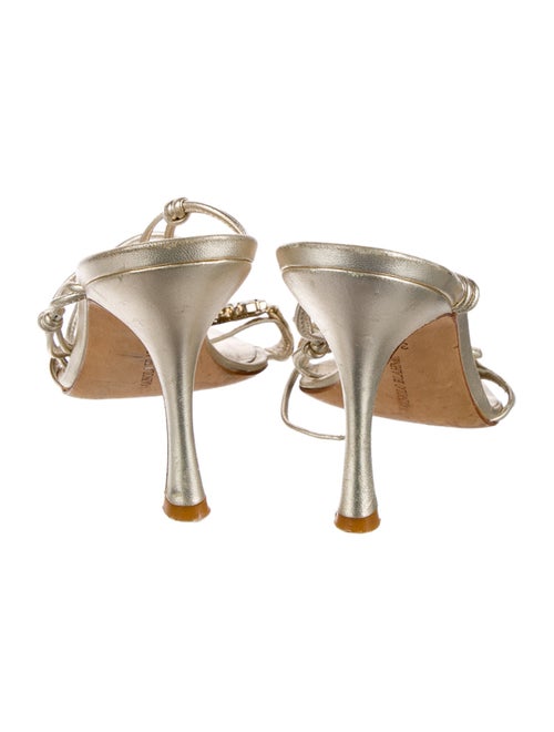 Manolo Blahnik Leather Crystal Embellishments Sandals