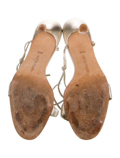 Manolo Blahnik Leather Crystal Embellishments Sandals