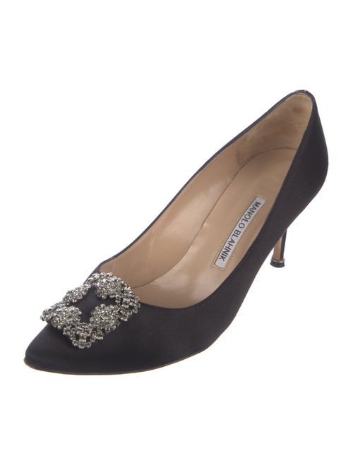 Manolo Blahnik Satin Crystal Embellishments Pumps