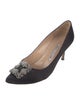 Manolo Blahnik Satin Crystal Embellishments Pumps