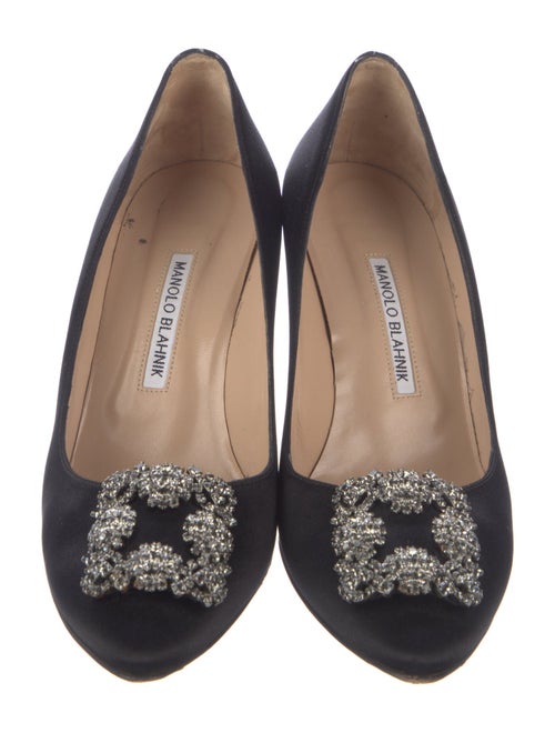 Manolo Blahnik Satin Crystal Embellishments Pumps