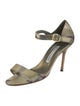 Manolo Blahnik Satin Colorblock Pattern Sandals