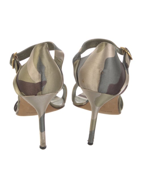 Manolo Blahnik Satin Colorblock Pattern Sandals