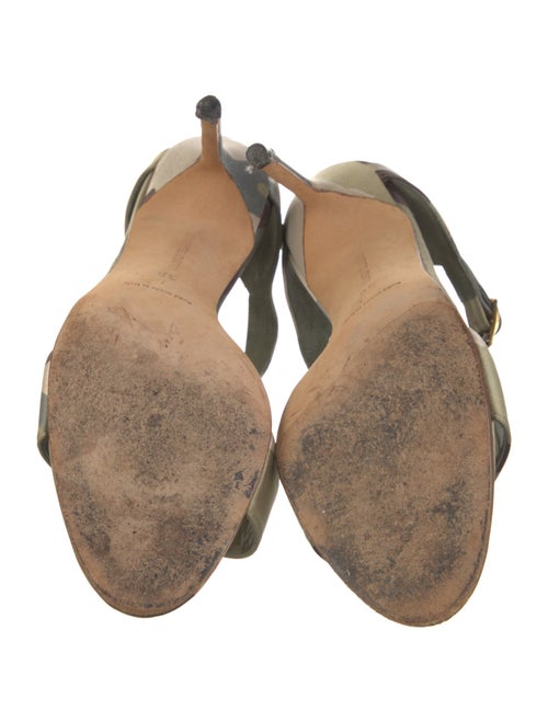 Manolo Blahnik Satin Colorblock Pattern Sandals