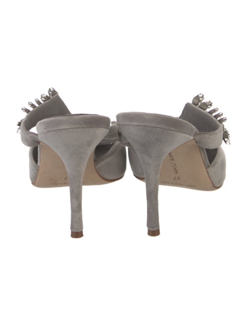 Manolo Blahnik Velvet Crystal Embellishments Mules