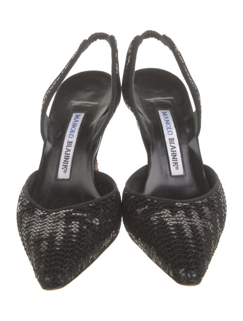 Manolo Blahnik Sequins Cutout Accent Slingback Pumps