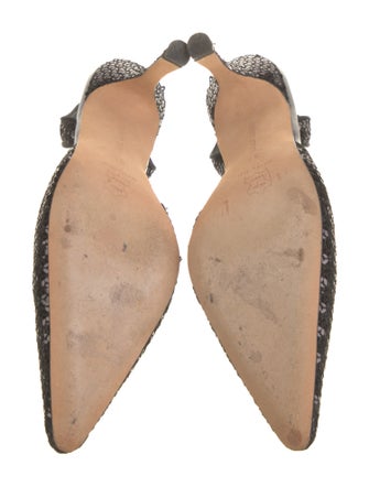 Manolo Blahnik Sequins Cutout Accent Slingback Pumps