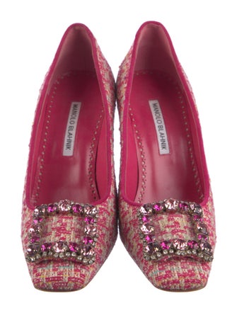 Manolo Blahnik Tweed Printed Pumps