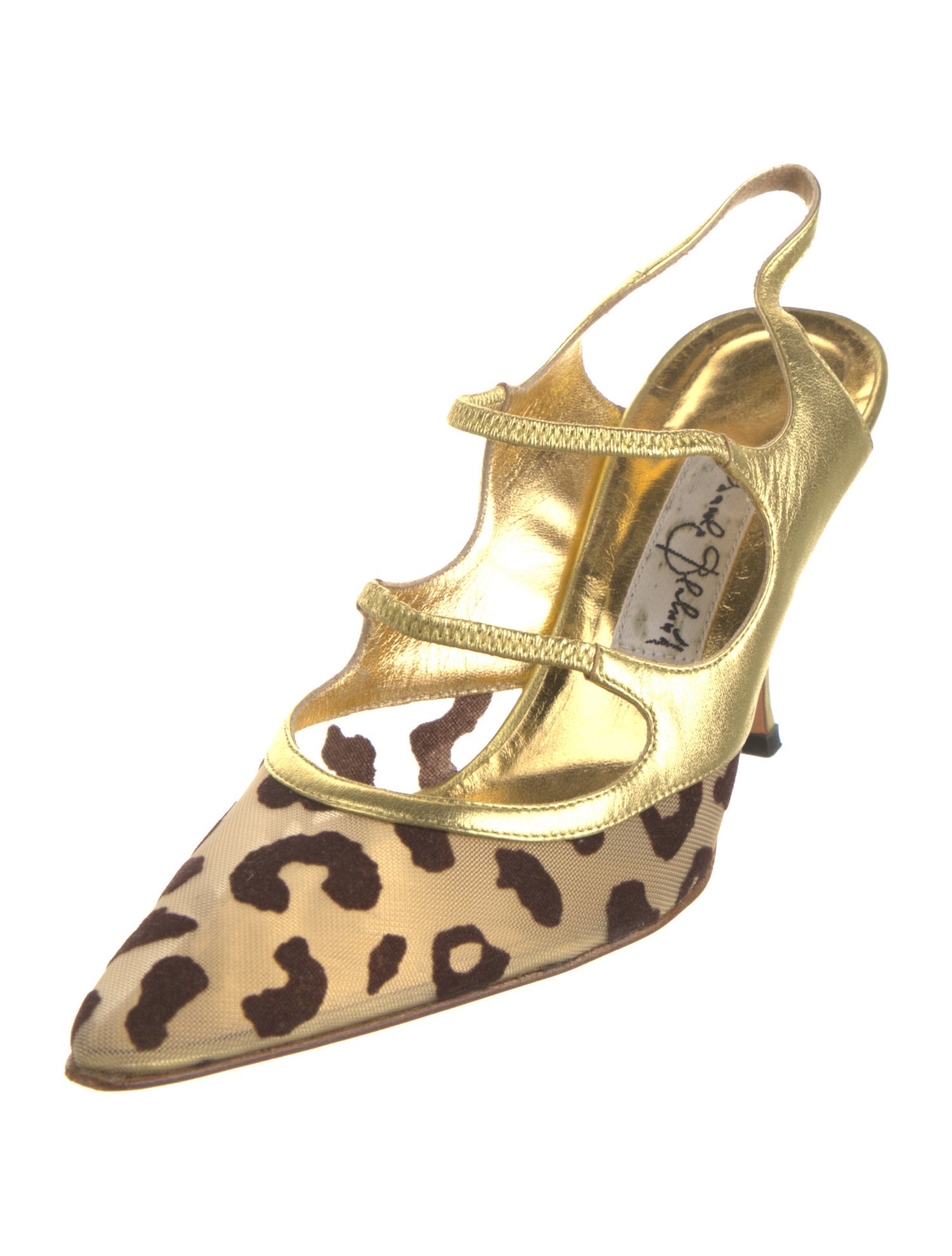 Manolo Blahnik Mesh Animal Print Slingback Pumps