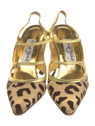Manolo Blahnik Mesh Animal Print Slingback Pumps