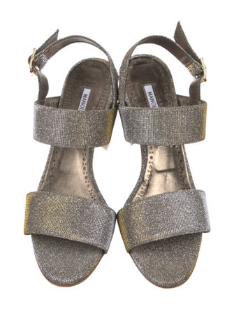 Manolo Blahnik Glitter Slingback Sandals