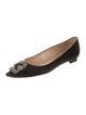 Manolo Blahnik Satin Crystal Embellishments Flats
