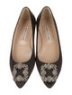 Manolo Blahnik Satin Crystal Embellishments Flats