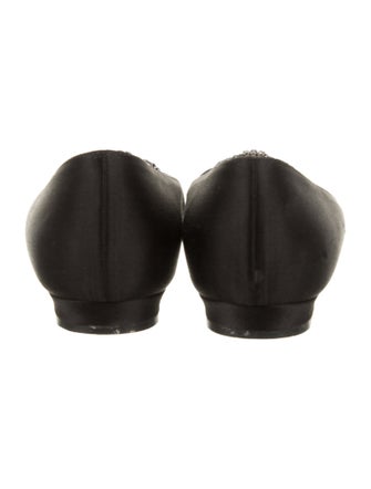 Manolo Blahnik Satin Crystal Embellishments Flats