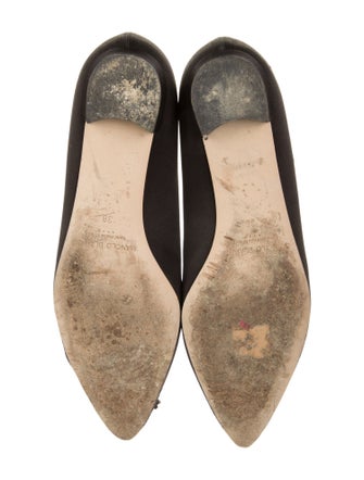 Manolo Blahnik Satin Crystal Embellishments Flats