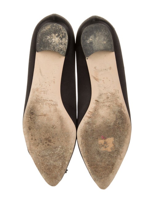 Manolo Blahnik Satin Crystal Embellishments Flats