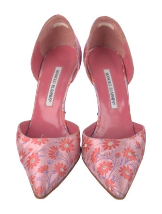 Manolo Blahnik Nylon Floral Print D'Orsay Pumps