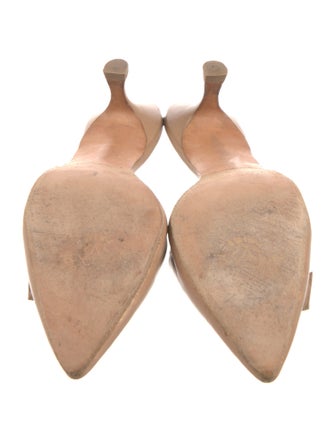 Manolo Blahnik Leather Bow Accents Mules