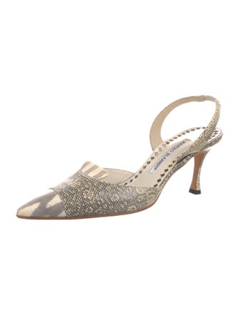 Manolo Blahnik Snakeskin Animal Print Slingback Pumps