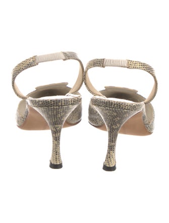Manolo Blahnik Snakeskin Animal Print Slingback Pumps