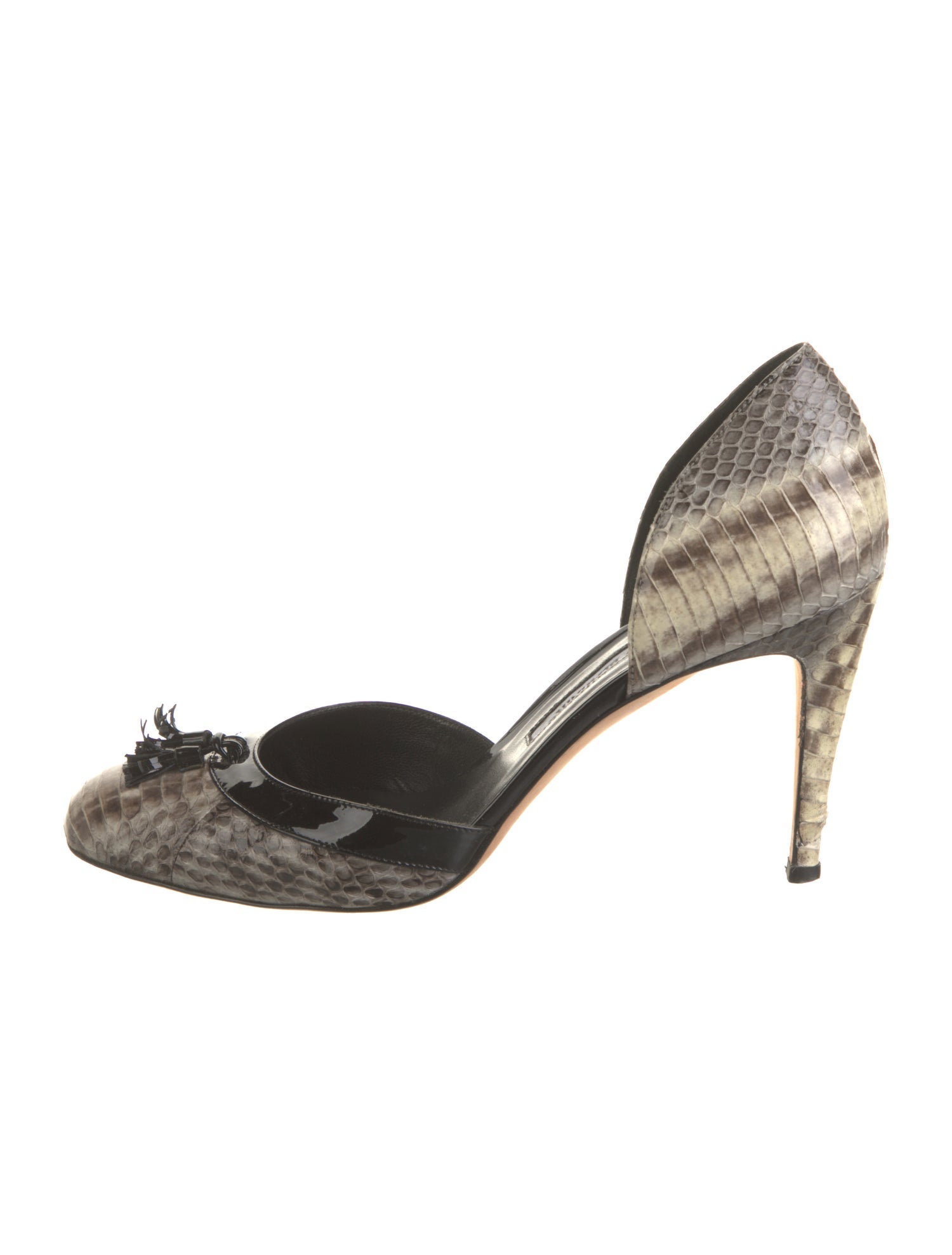 Manolo Blahnik Snakeskin Animal Print D'Orsay Pumps