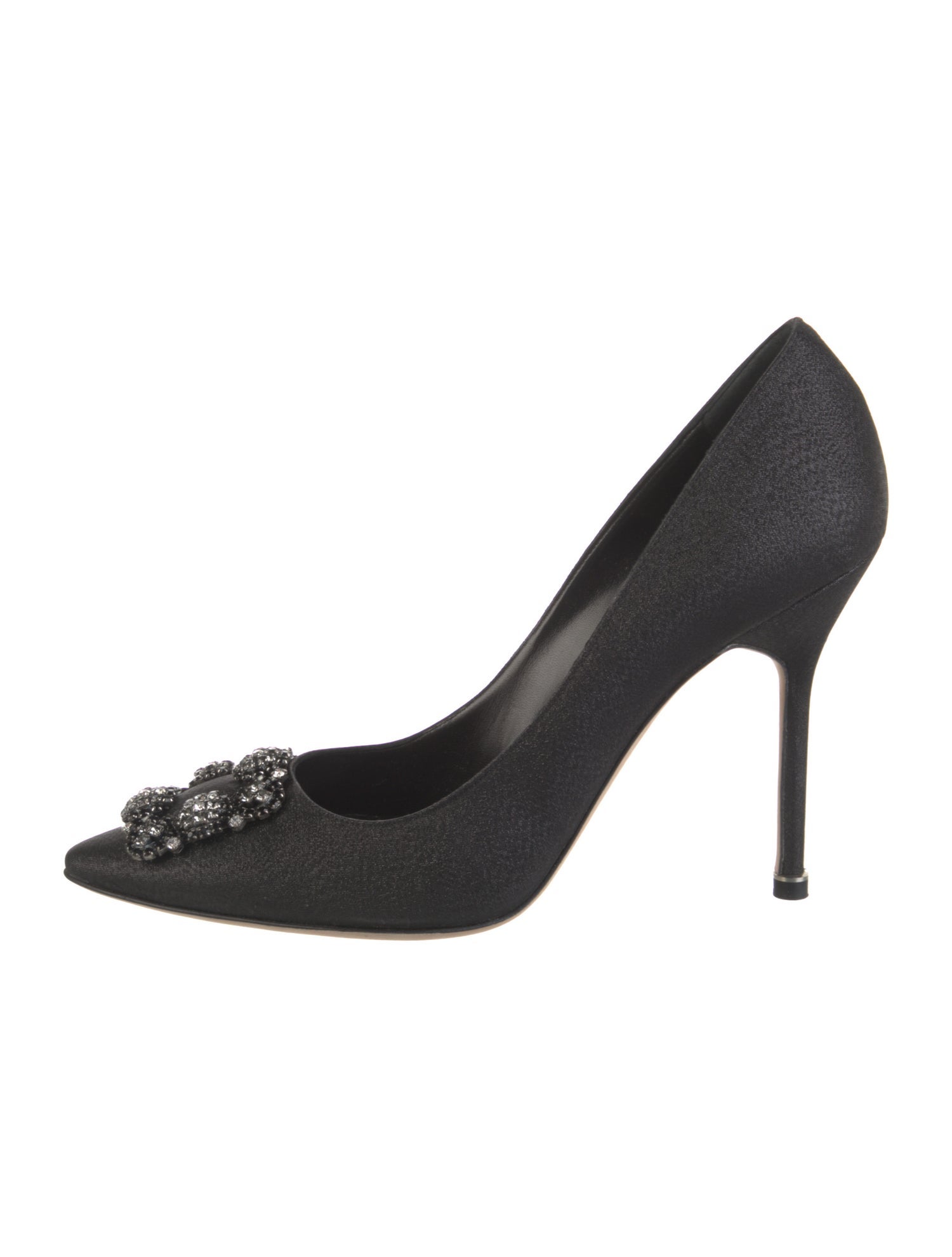 Manolo Blahnik Satin Crystal Embellishments Pumps