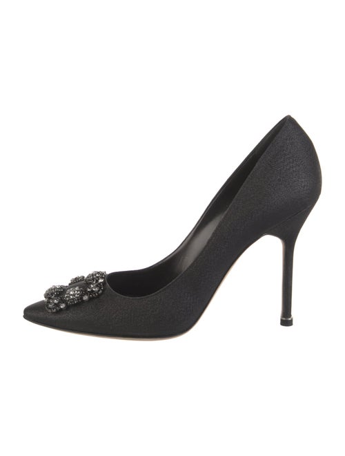 Manolo Blahnik Satin Crystal Embellishments Pumps