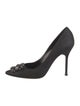 Manolo Blahnik Satin Crystal Embellishments Pumps
