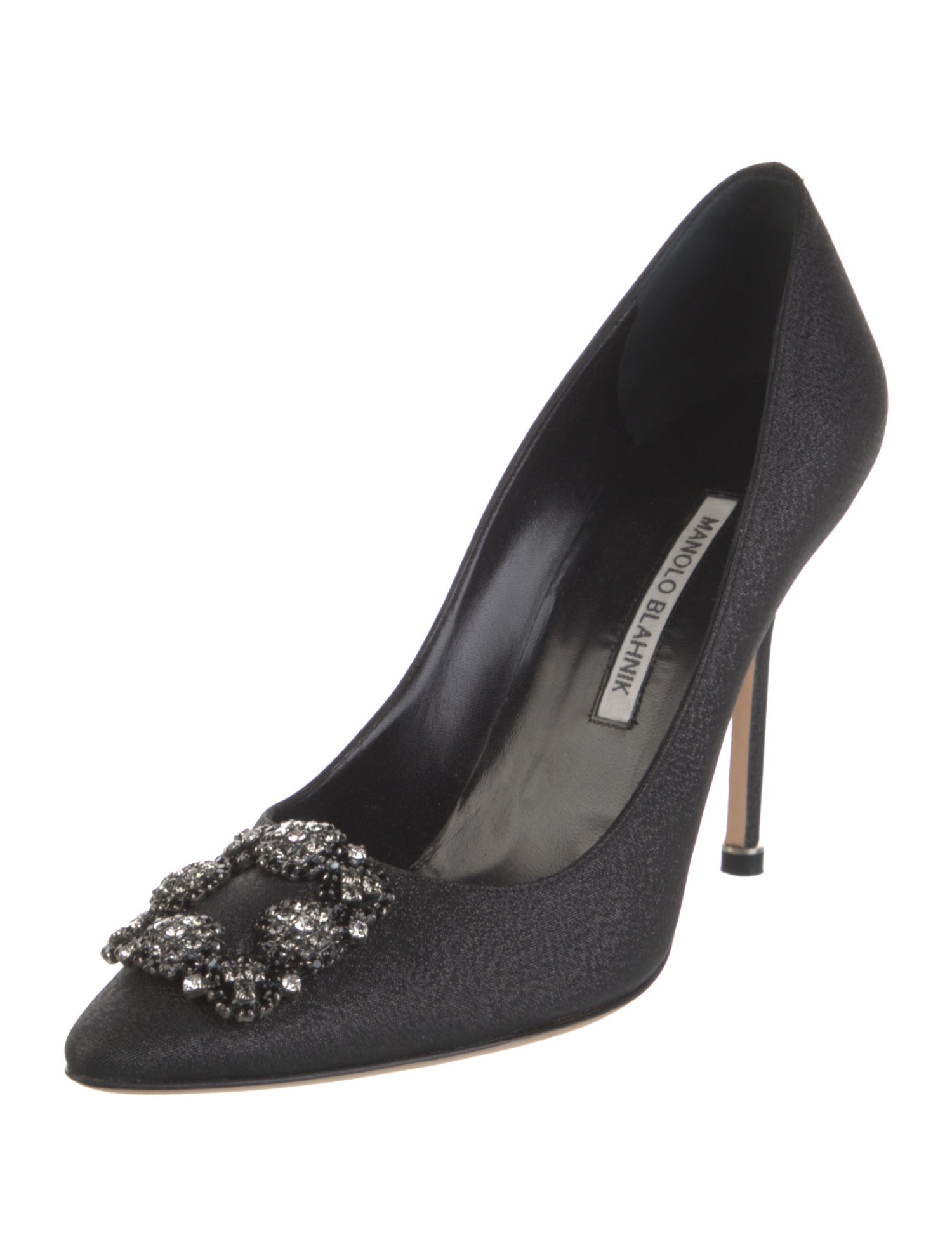 Manolo Blahnik Satin Crystal Embellishments Pumps
