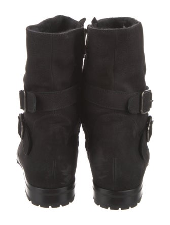 Manolo Blahnik Suede Moto Boots