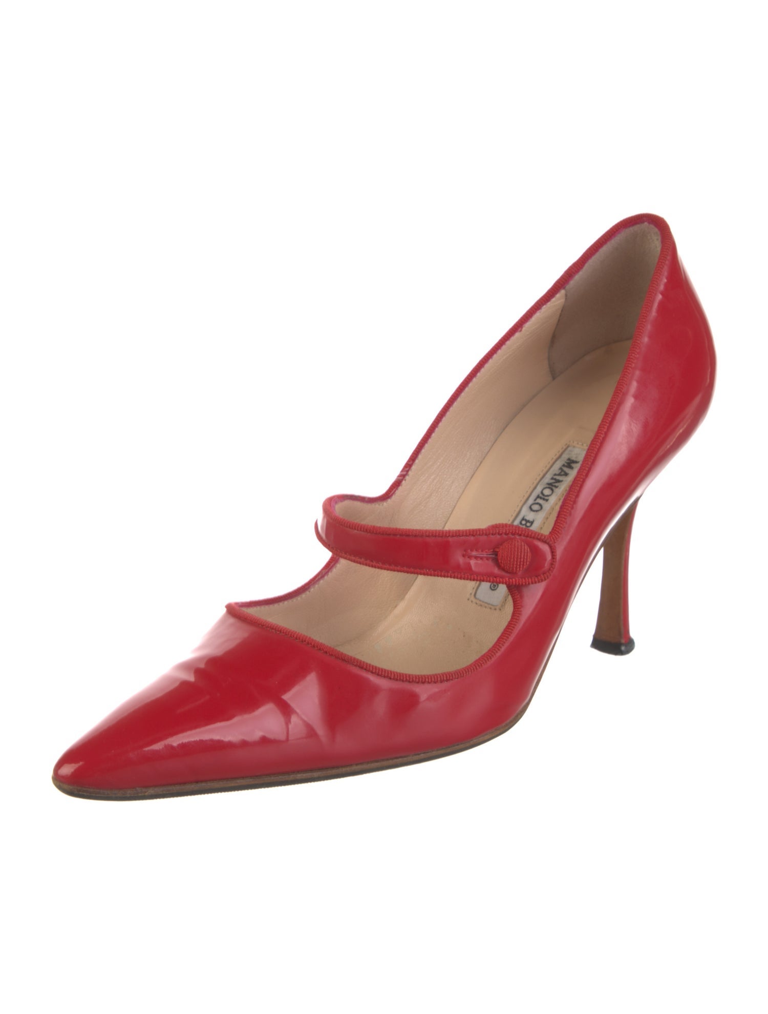 Manolo Blahnik Patent Leather Grosgrain Trim Pumps