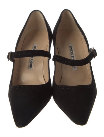 Manolo Blahnik Suede Bow Accents Pumps