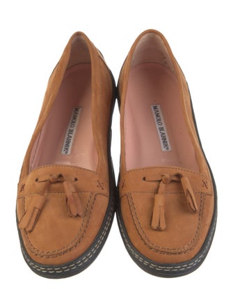 Manolo Blahnik Suede Tassel Accents Loafers