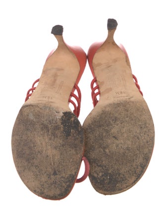 Manolo Blahnik Leather Beaded Accents Slides