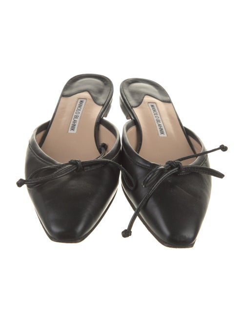 Manolo Blahnik Leather Bow Accents Mules