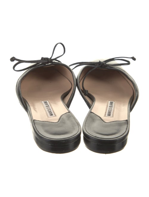 Manolo Blahnik Leather Bow Accents Mules