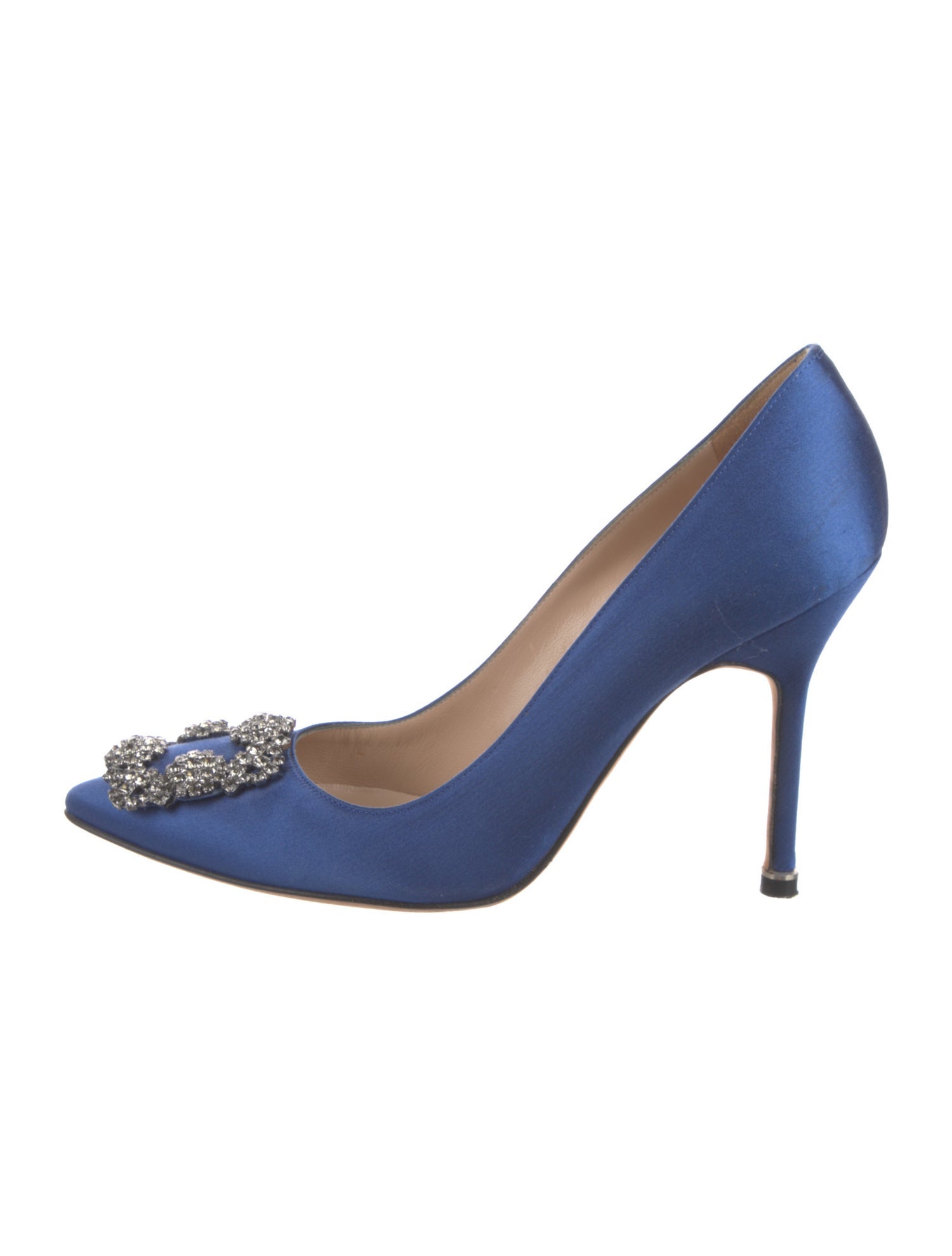 Manolo Blahnik Satin Crystal Embellishments Pumps
