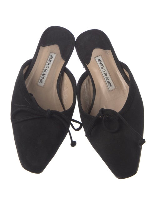 Manolo Blahnik Suede Bow Accents Mules